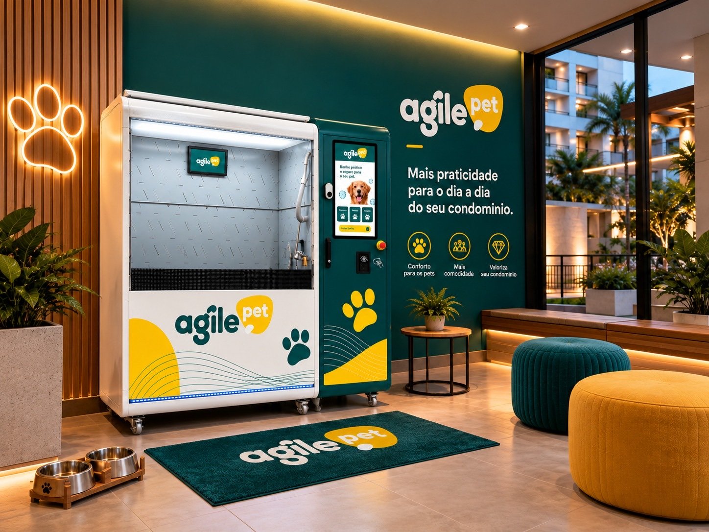 Estação Agile Pet instalada no hall de um condomínio